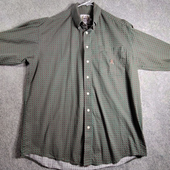 Cinch Other - Cinch Button Down Shirt Diamond Print Western Short Sleeve Green Mens Size M